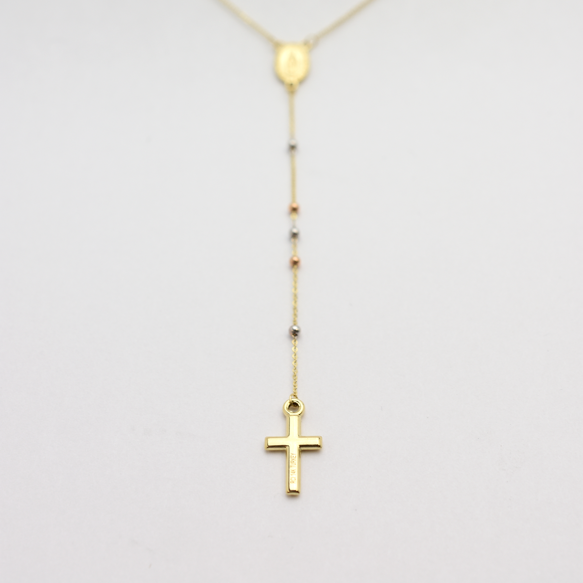 14k Tri-Tone Rosary Bead Necklace
