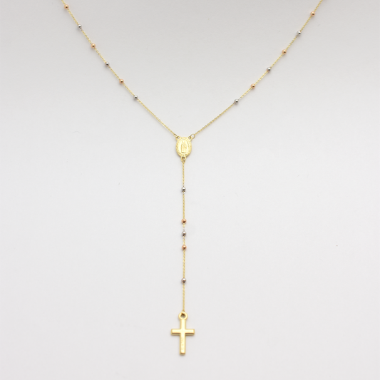 14k Tri-Tone Rosary Bead Necklace