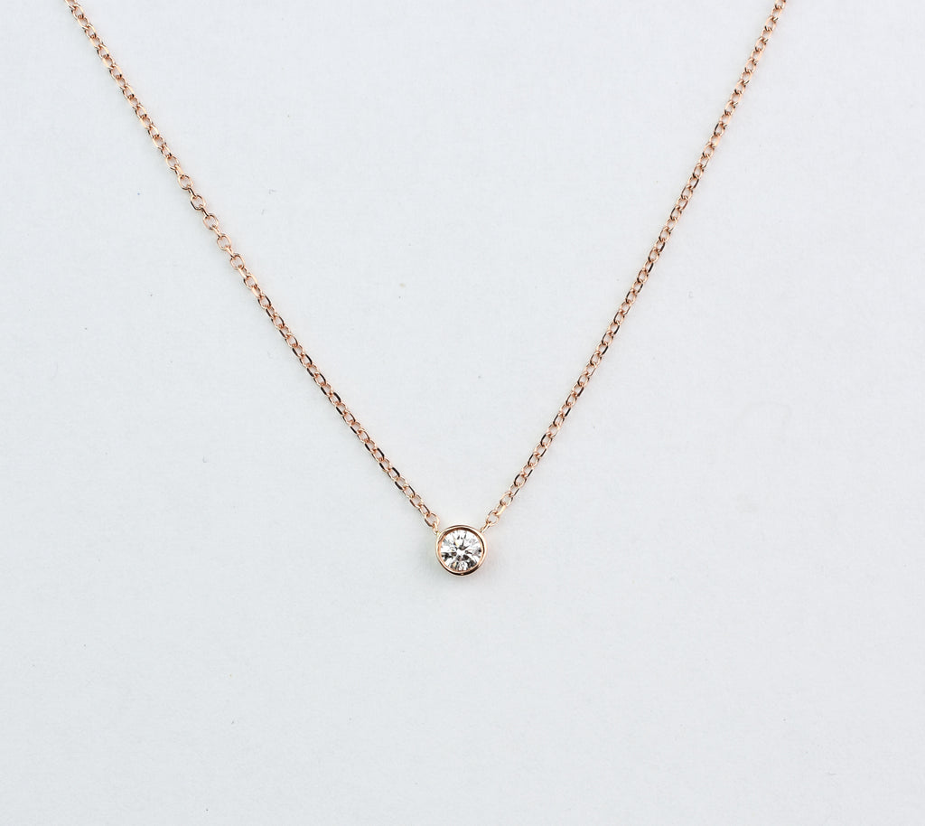 14k Gold Diamond Bezel Necklace 0.15 ct