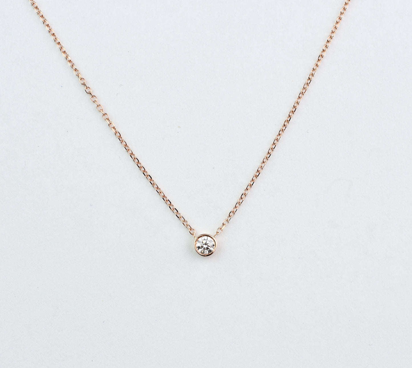 14K Gold Diamond Bezel Necklace 0.15ct