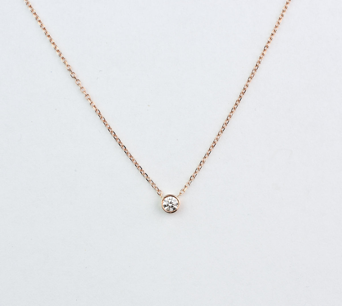 14k Gold Diamond Bezel Necklace 0.15 ct