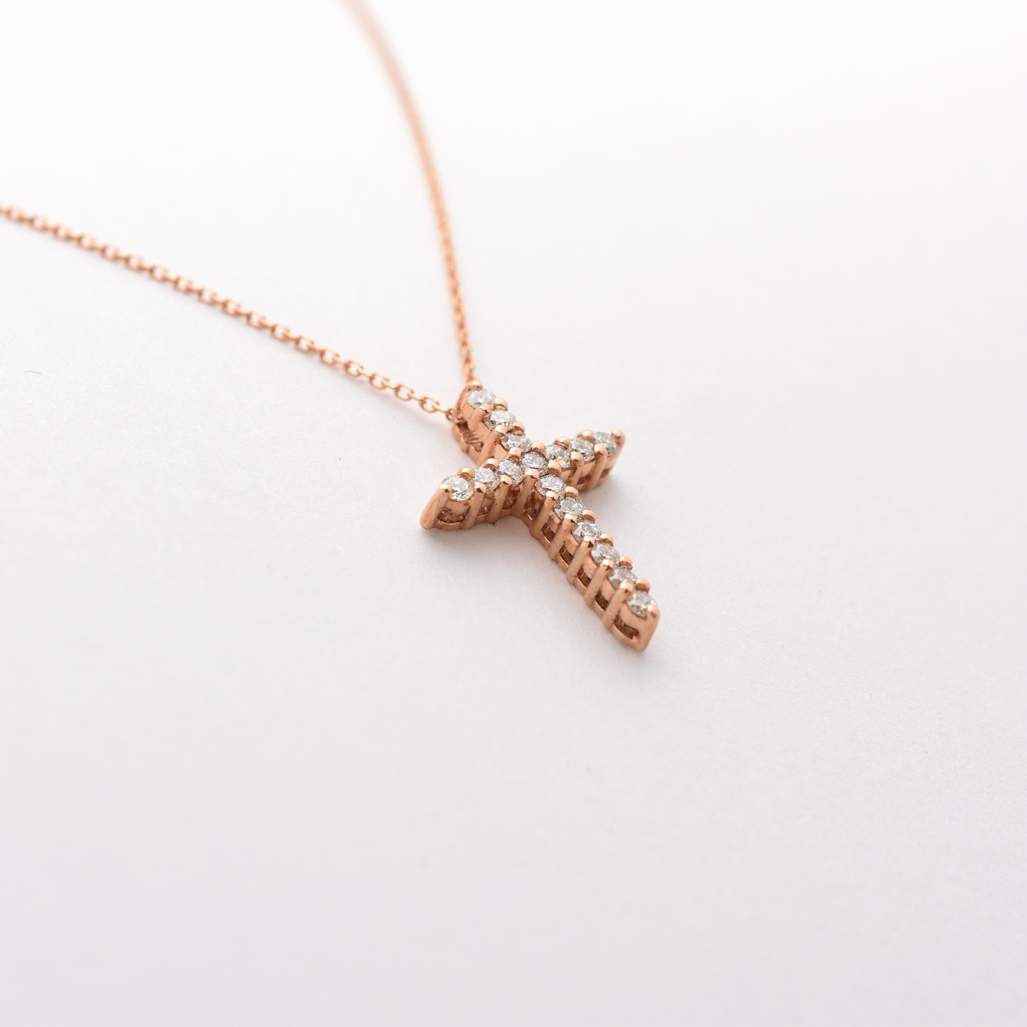 14K 0.35 CT Diamond Cross Necklace