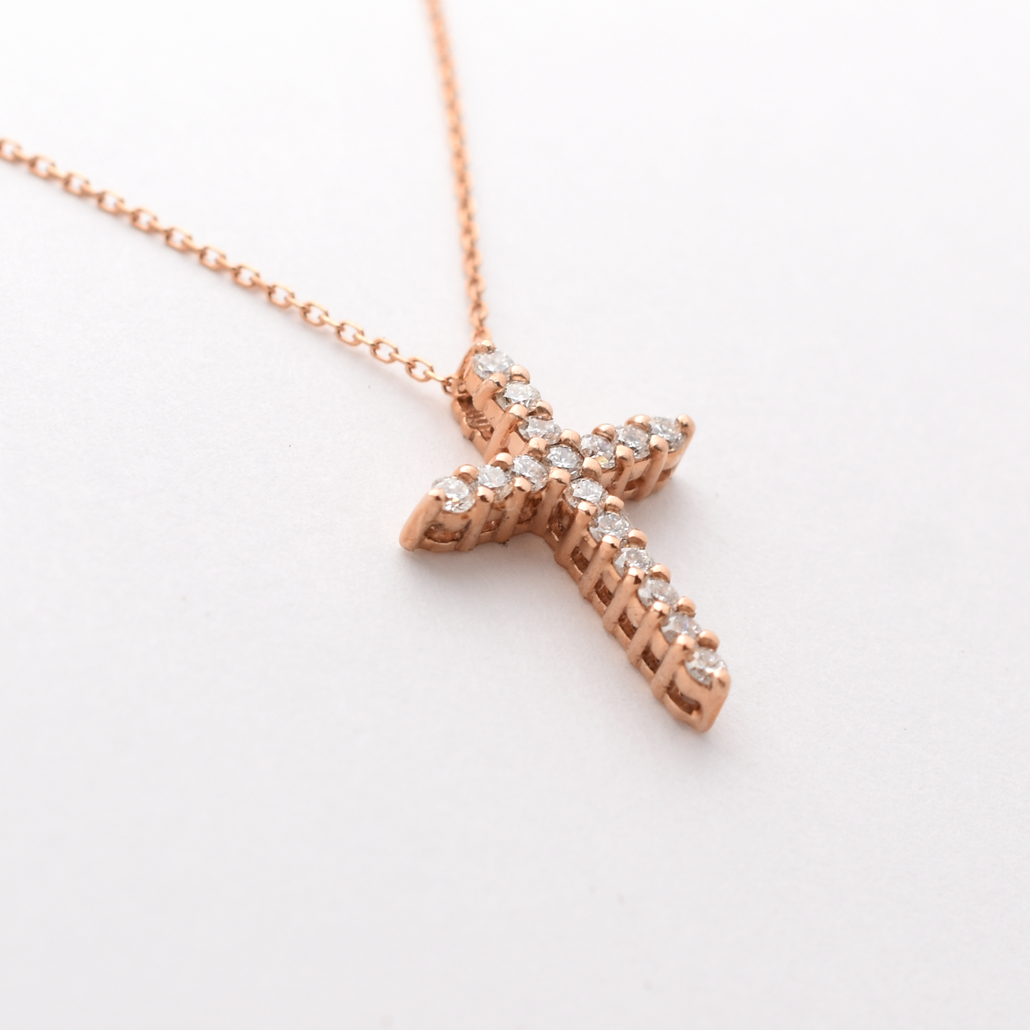 14K 0.35 CT Diamond Cross Necklace