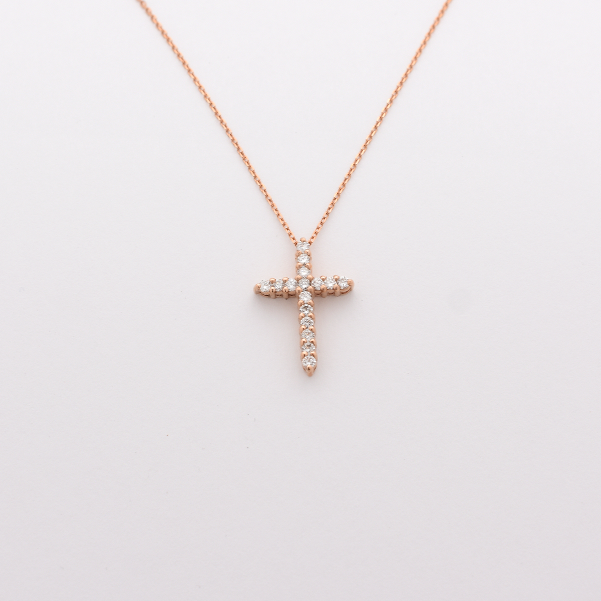 14K 0.35 CT Diamond Cross Necklace