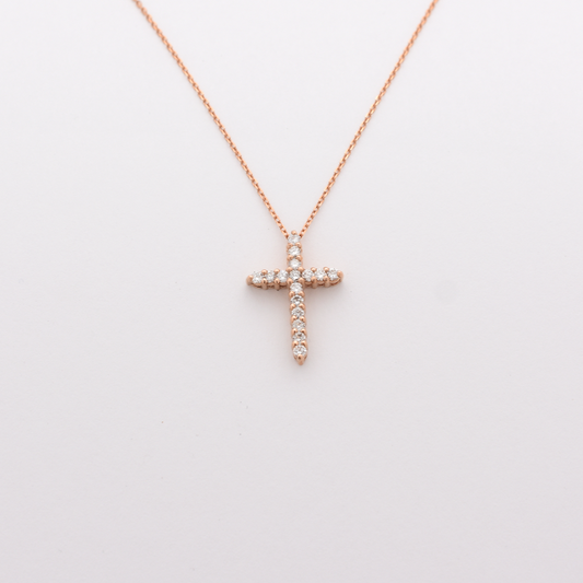 14K 0.35 CT Diamond Cross Necklace
