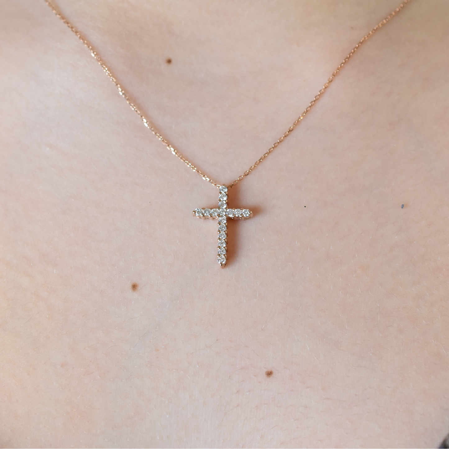 14K 0.35 CT Diamond Cross Necklace