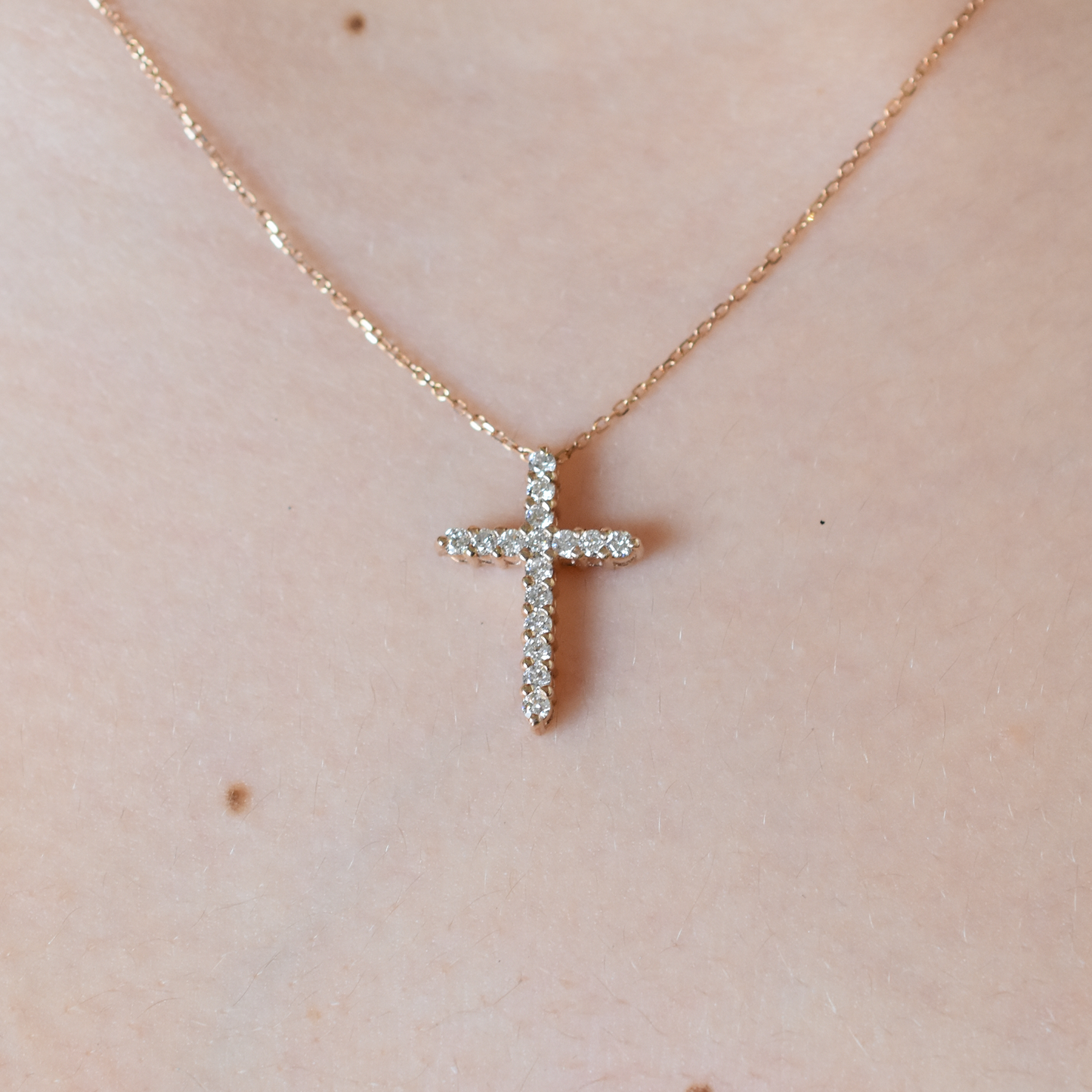 14K 0.35 CT Diamond Cross Necklace