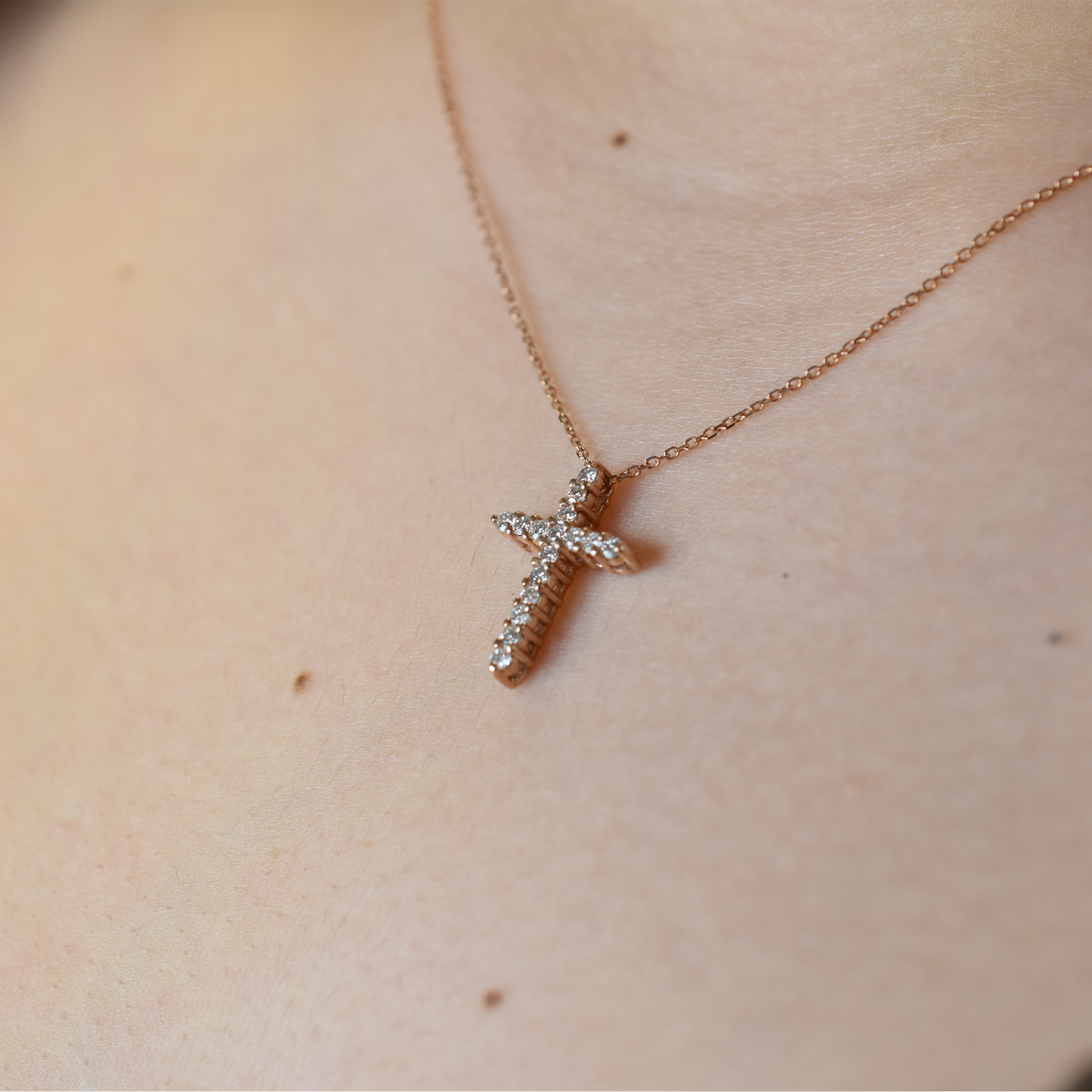 14K 0.35 CT Diamond Cross Necklace
