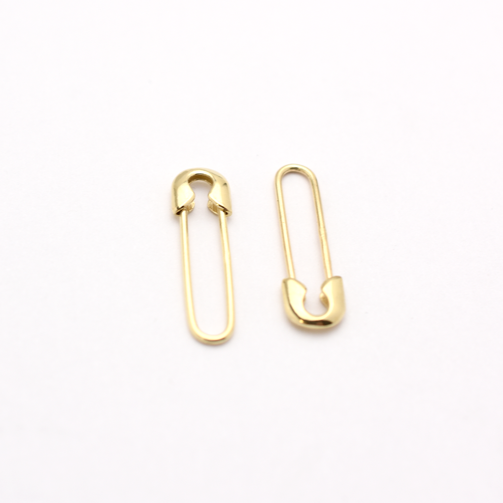 14k Gold Safety Pin Earrings