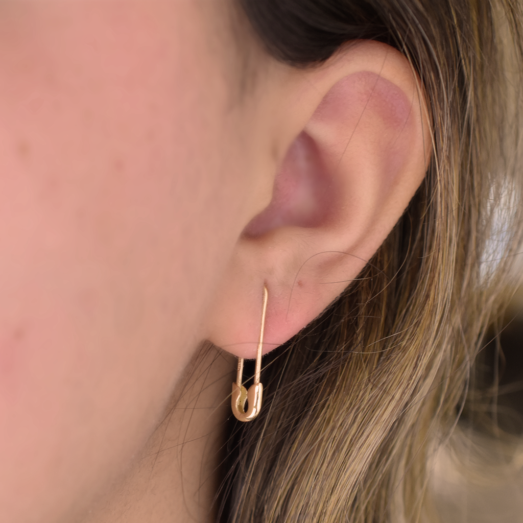 14k Gold Safety Pin Earrings