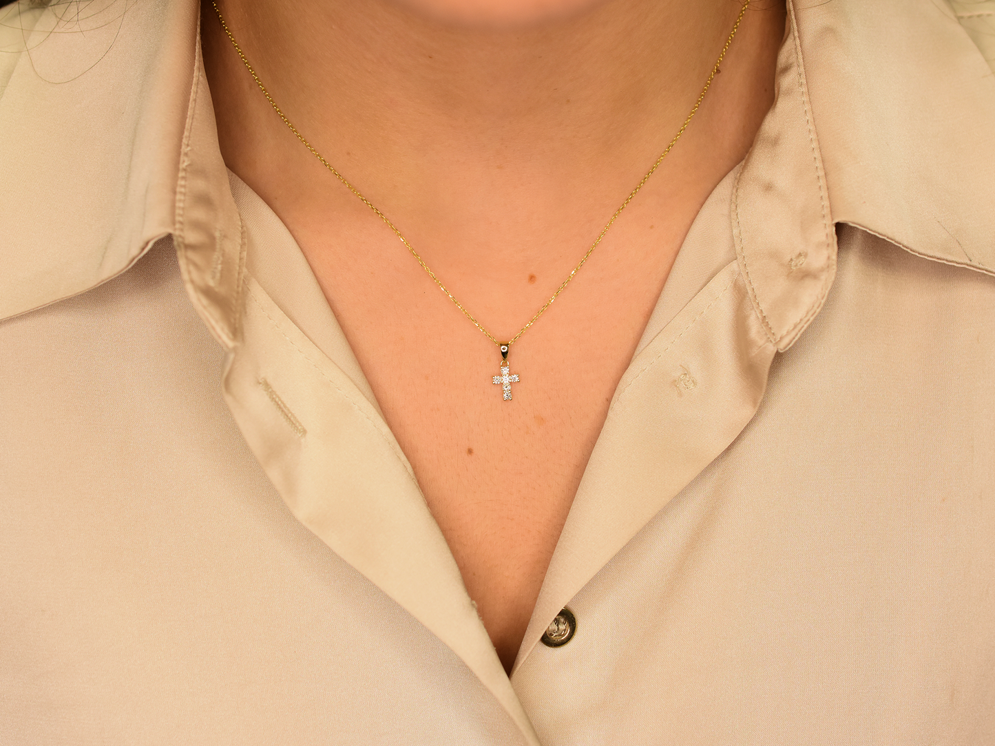 14K Gold Diamond Cross Pendant | Elegant Religious Jewelry