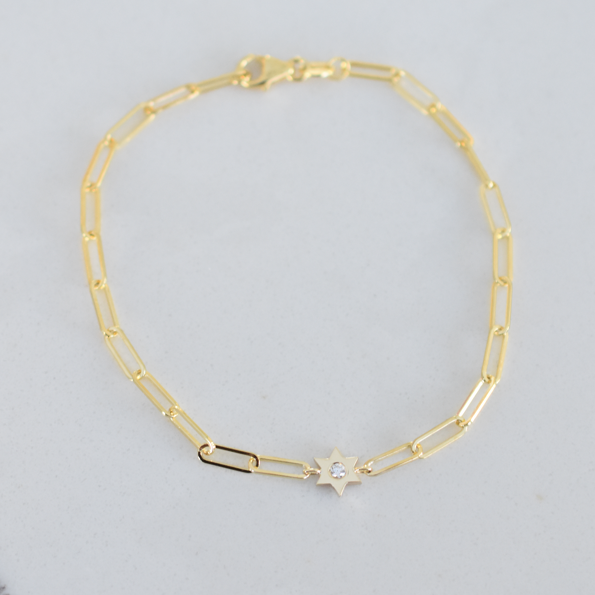 Diamond Star of David Bracelet in 14 k solid gold 