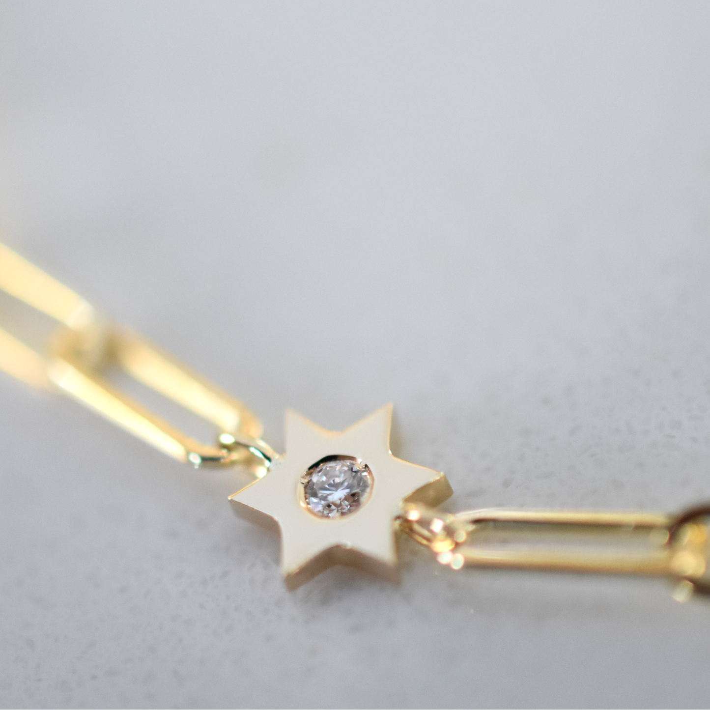 Diamond Star of David Bracelet in 14 k solid gold 