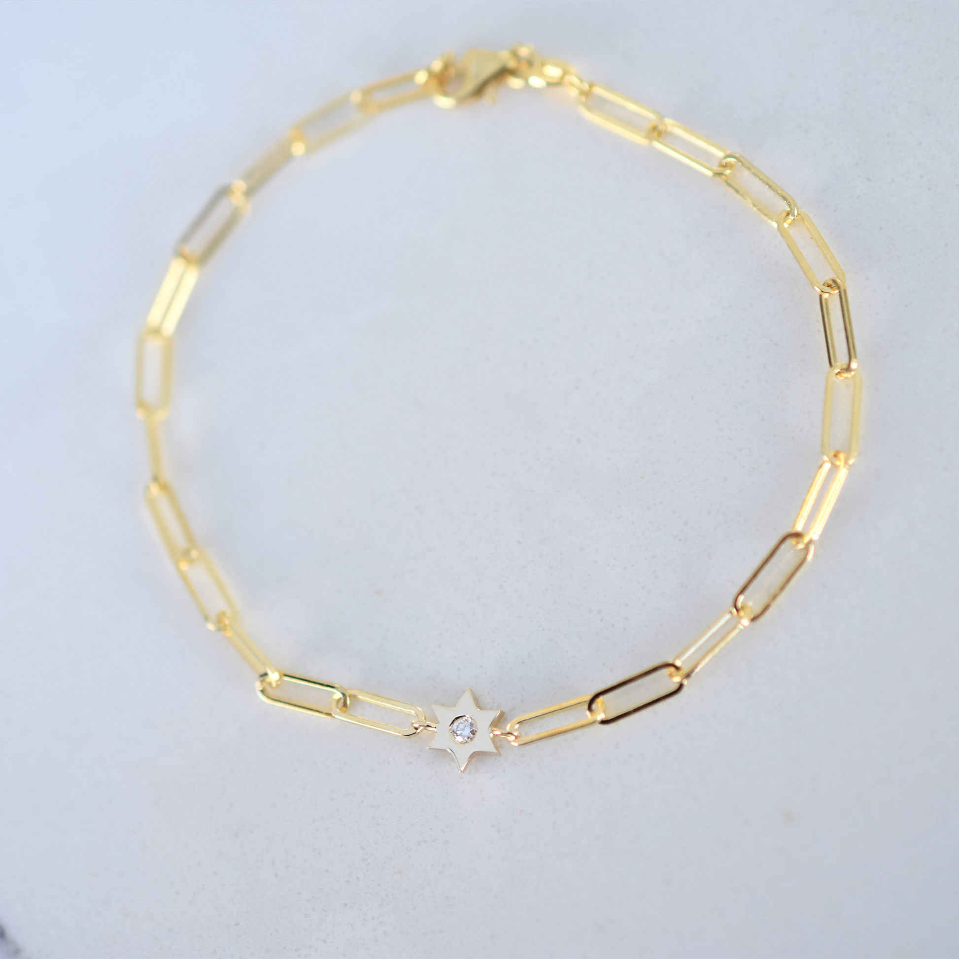 Diamond Star of David Bracelet in 14 k solid gold 