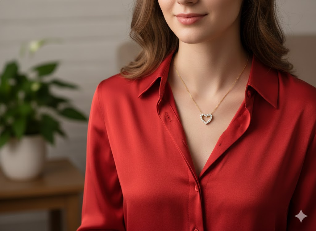 14K Gold Diamond Heart Necklace