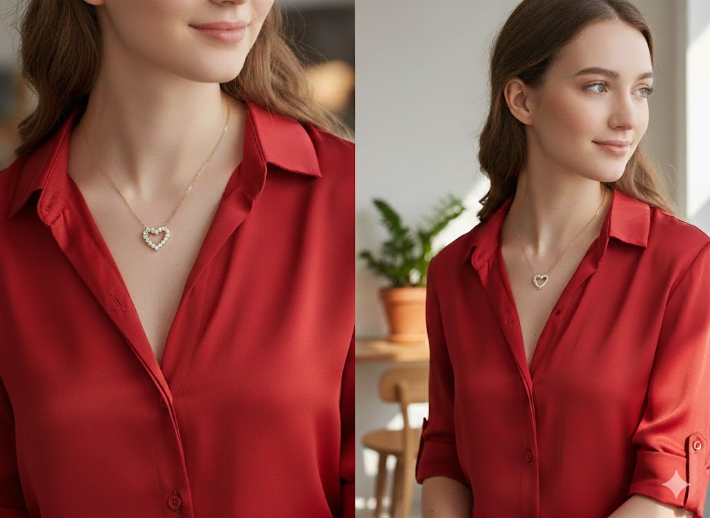 14K Gold Diamond Heart Necklace