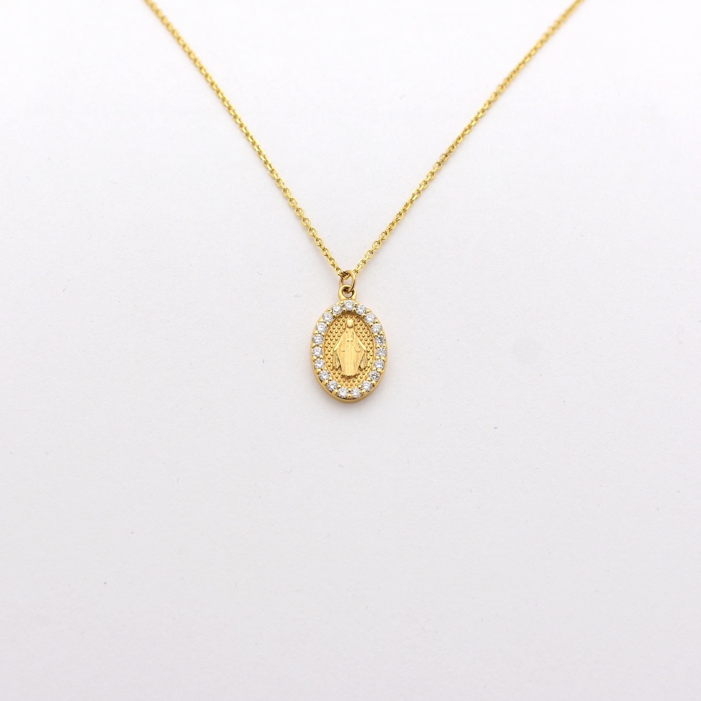 14k Diamond Virgin Mary Necklace