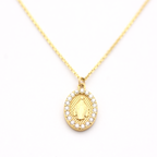 14k Diamond Virgin Mary Necklace