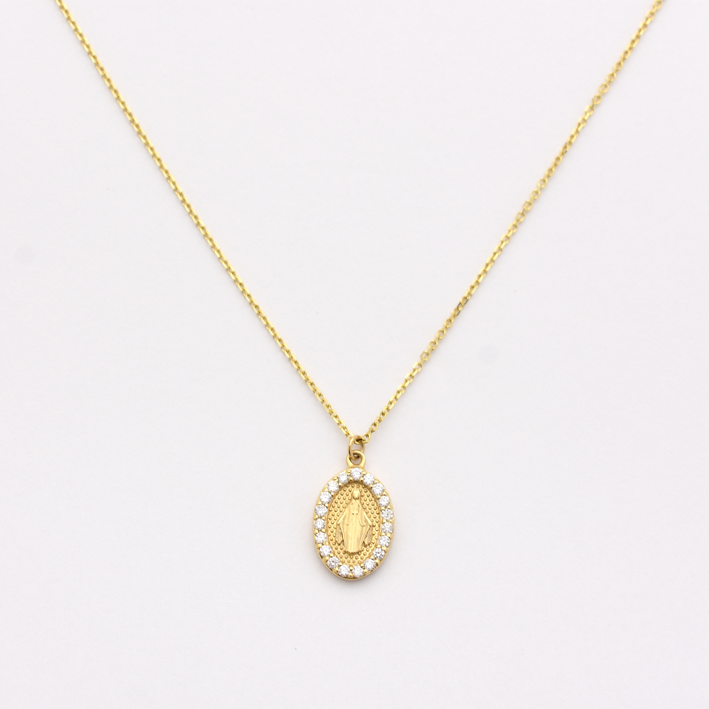14k Diamond Virgin Mary Necklace