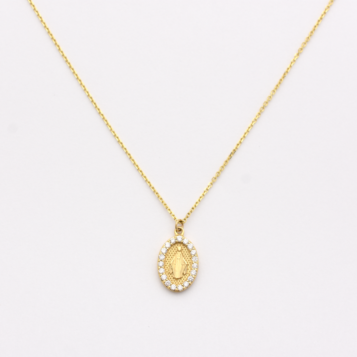 14k Diamond Virgin Mary Necklace