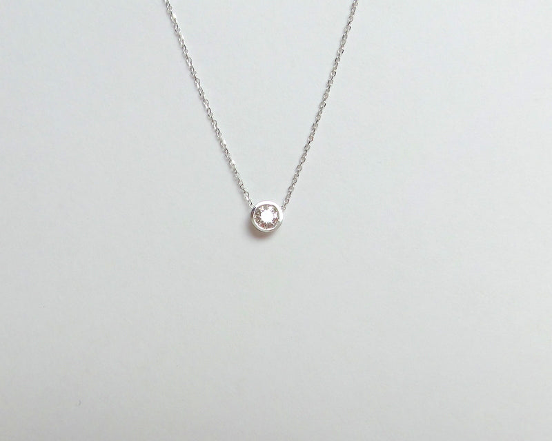 14k White Gold Diamond Solitaire Necklace