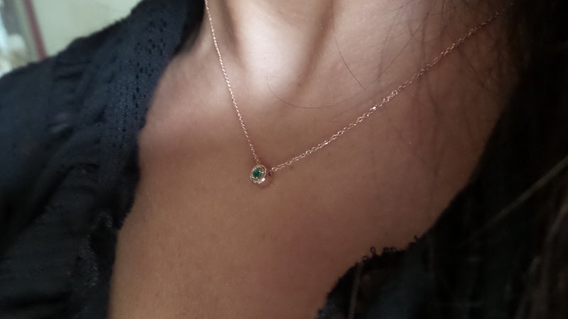 14k Gold Sliding Emerald Necklace