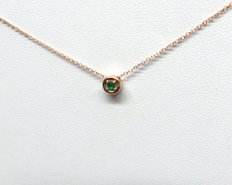 14k Gold Sliding Emerald Necklace