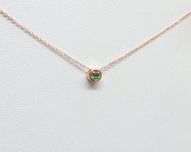 14k Gold Sliding Emerald Necklace