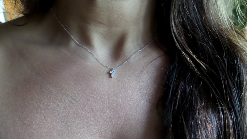 14K Gold Mini Diamond Cross