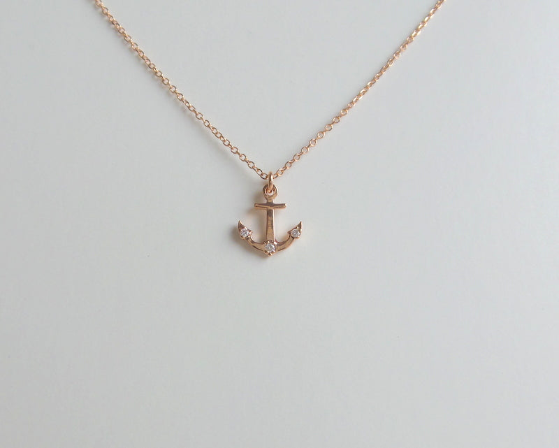 14K Rose Gold Anchor Necklace
