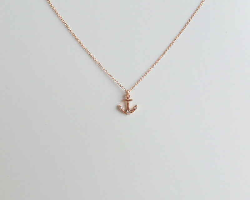 14K Rose Gold Anchor Necklace