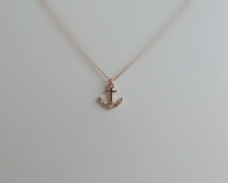 14K Rose Gold Anchor Necklace