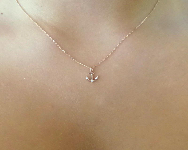 14K Rose Gold Anchor Necklace
