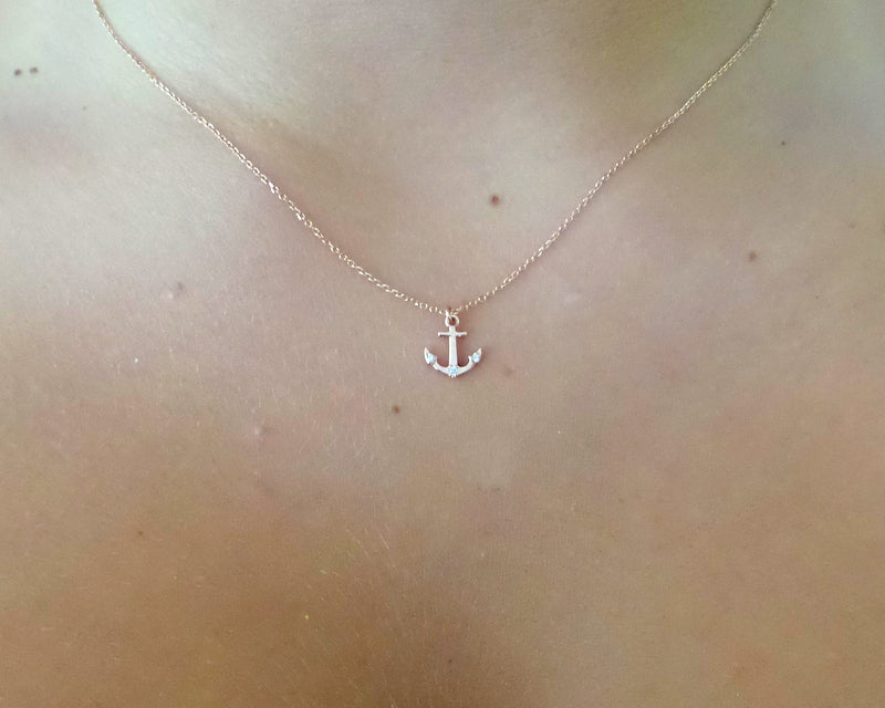 14K Rose Gold Anchor Necklace