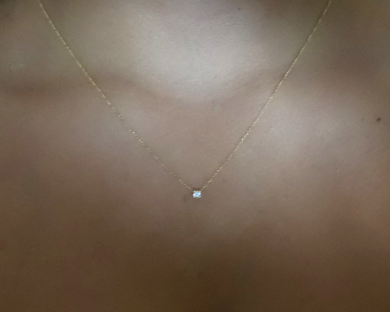 14k gold prong set diamond solitaire necklace 0.05 carat natural diamonds