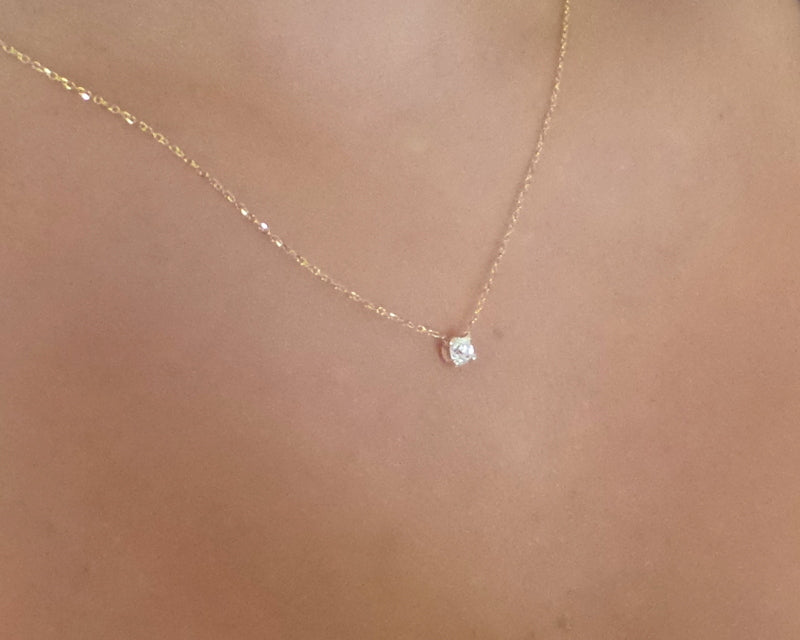 14K Diamond Prong Necklace 0.15 ct