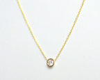 14k Gold Diamond Bezel Necklace 0.15 ct