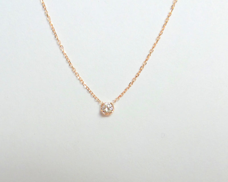 14k Diamond Solitaire Prong Necklace