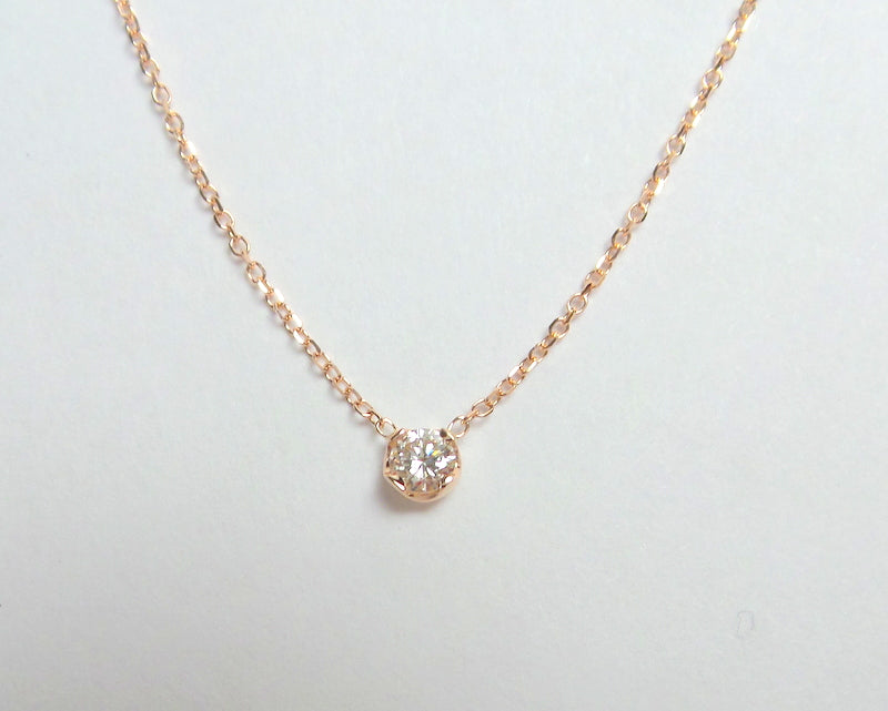 14k Diamond Solitaire Prong Necklace