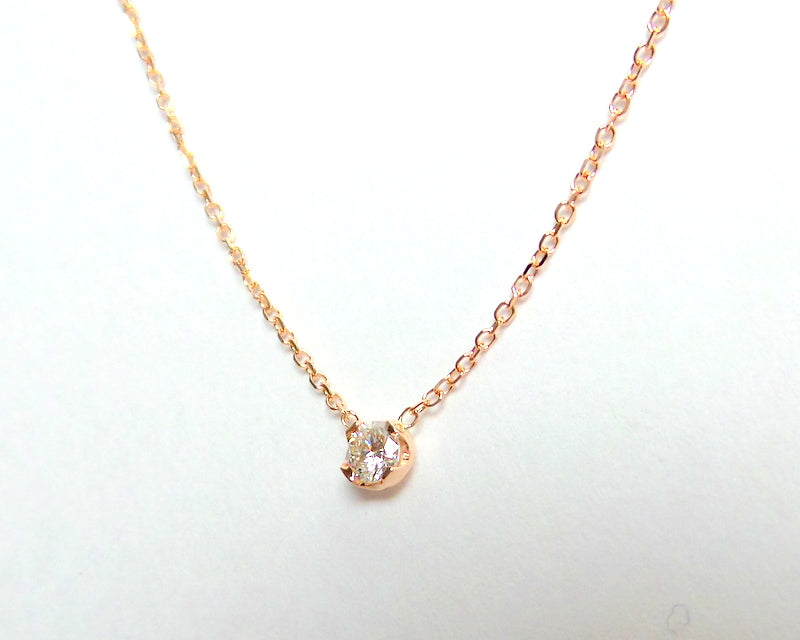 14k Diamond Solitaire Prong Necklace