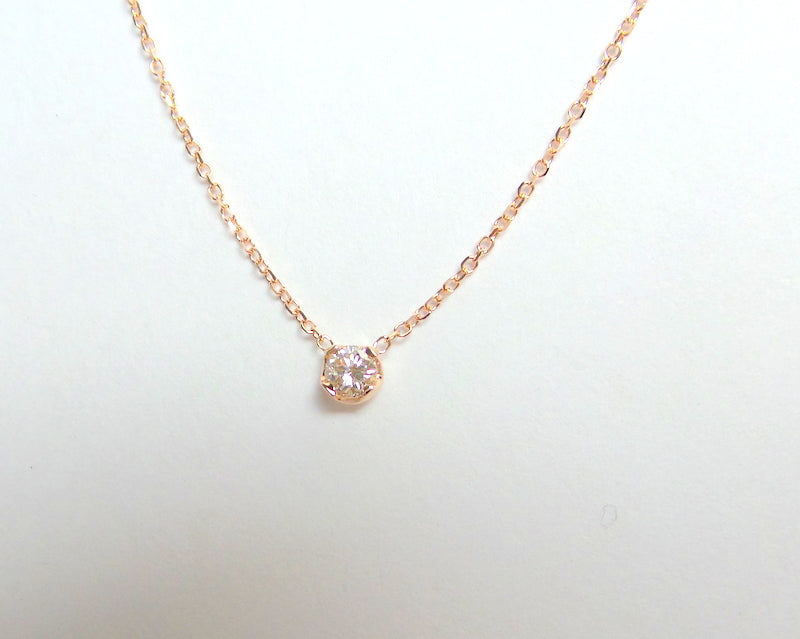 14k Diamond Solitaire Prong Necklace