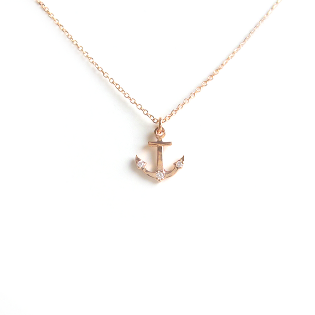 14K Rose Gold Anchor Necklace