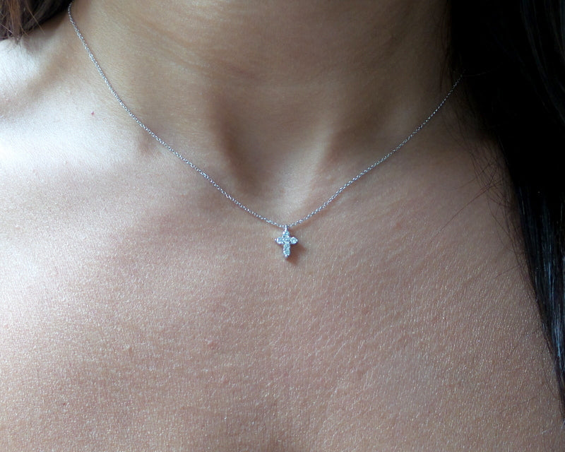 14k gold diamond cross necklace
