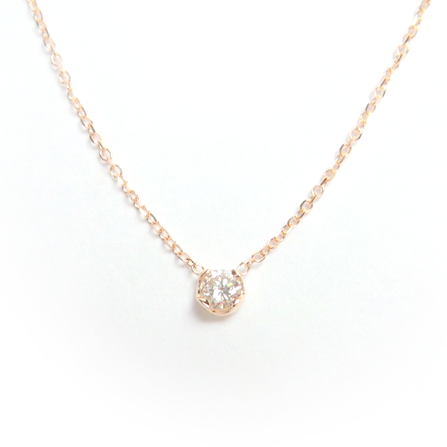 14k Diamond Solitaire Prong Necklace