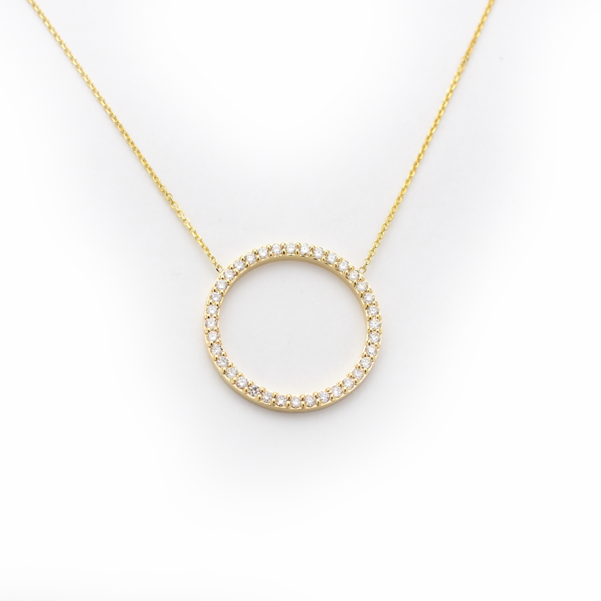 Diamond circle necklace / 14k solid gold 1 carat total ethically sourced  diamonds / Layering statement