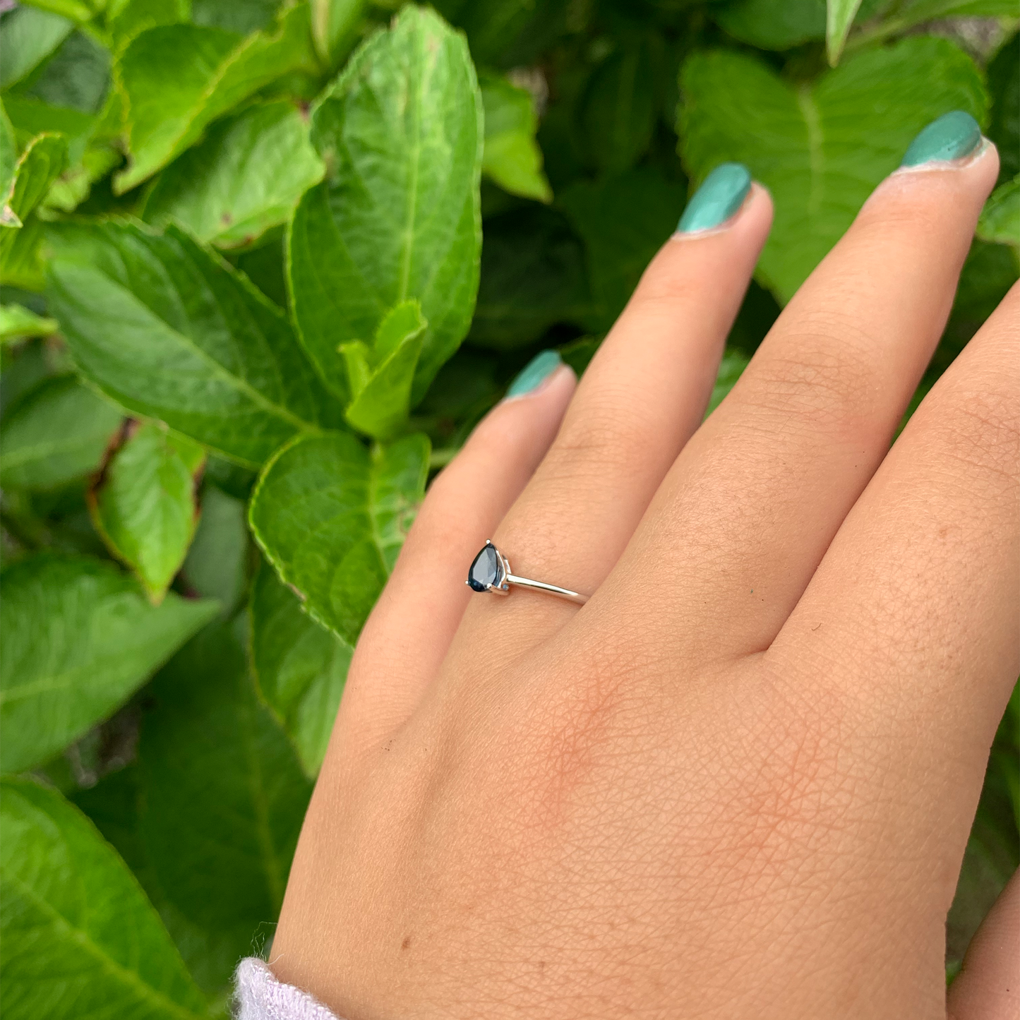 14K Gold Pear Shaped Sapphire Ring