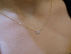 14K Gold Diamond Bezel Necklace 0.10ct