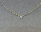14K Gold Diamond Bezel Necklace 0.10ct