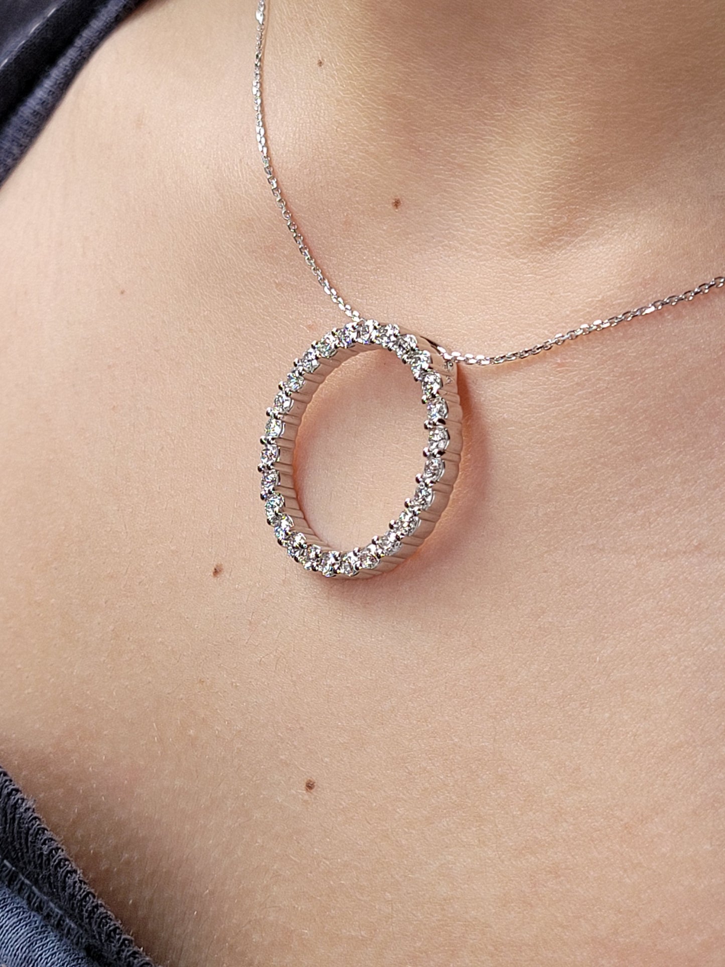 14k Gold Diamond Circle Necklace