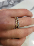 14K Gold Diamond Millgrain Wedding Band